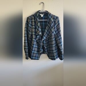 CJ Banks Blue Plaid Jacket Size X